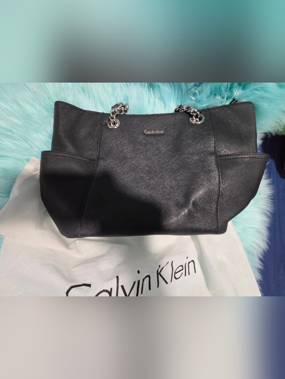 Calvin Klein Black Leather Tote Bag